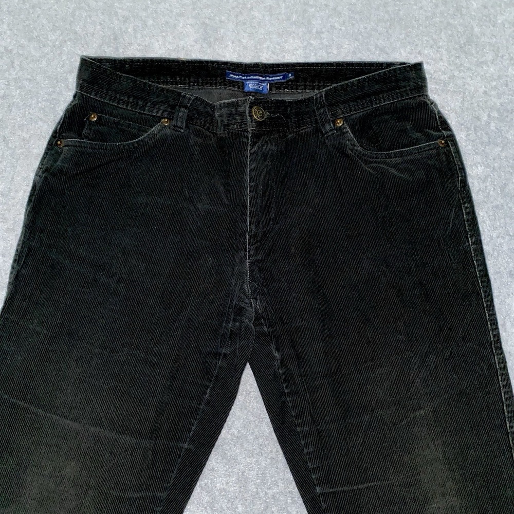 Ralph Lauren Sport Women's 8 Black Corduroy Jeans RL Stud Patch Y2K Straight Leg - Picture 3 of 16